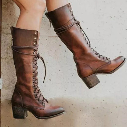 Women's Knee High Boots With Thick Heel Trendy Style