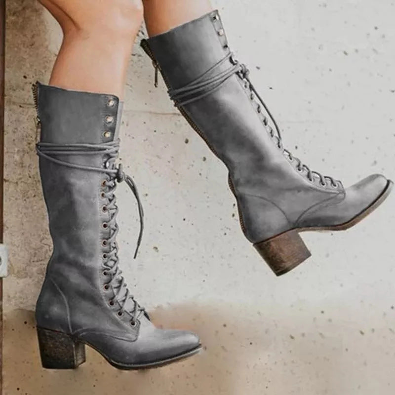 Women's Knee High Boots With Thick Heel Trendy Style