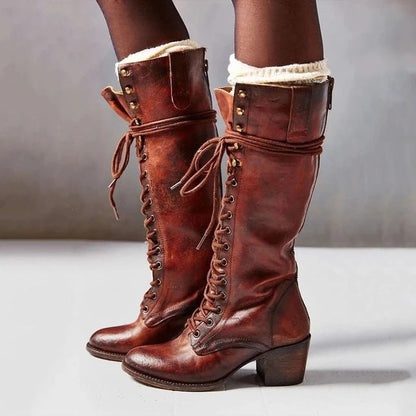 Women's Knee High Boots With Thick Heel Trendy Style