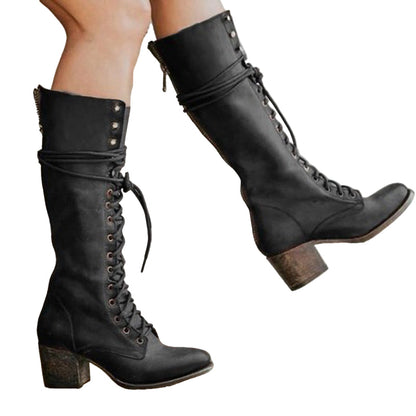 Women's Knee High Boots With Thick Heel Trendy Style