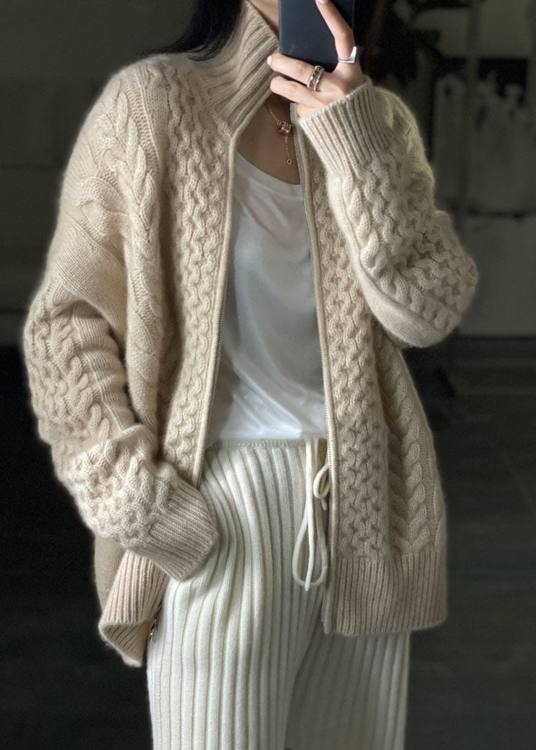 Women's Knitted Jacket High Neckline