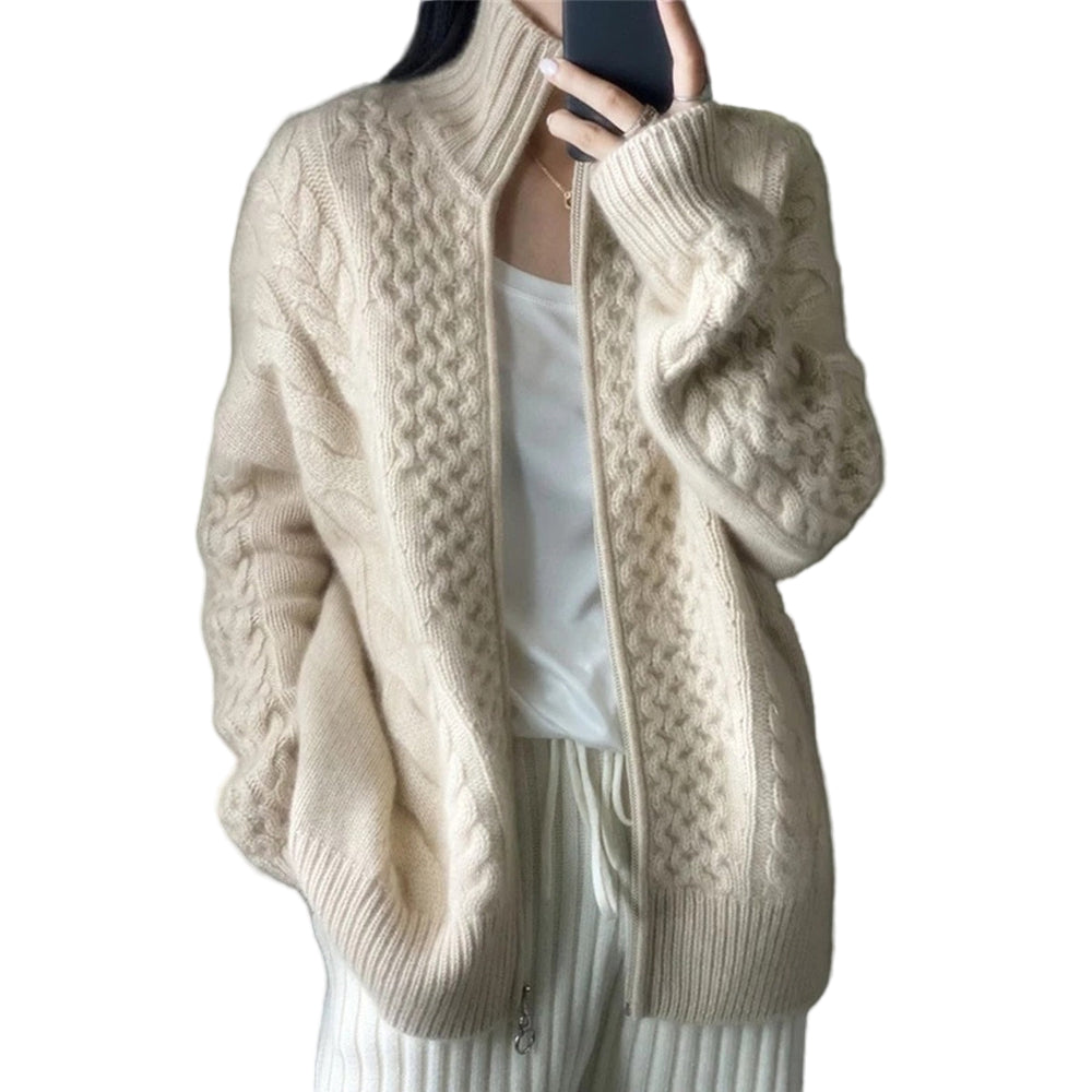 Women's Knitted Jacket High Neckline