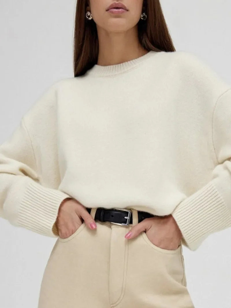 Women's Knitted Style Sweater Round Neck Soft Material