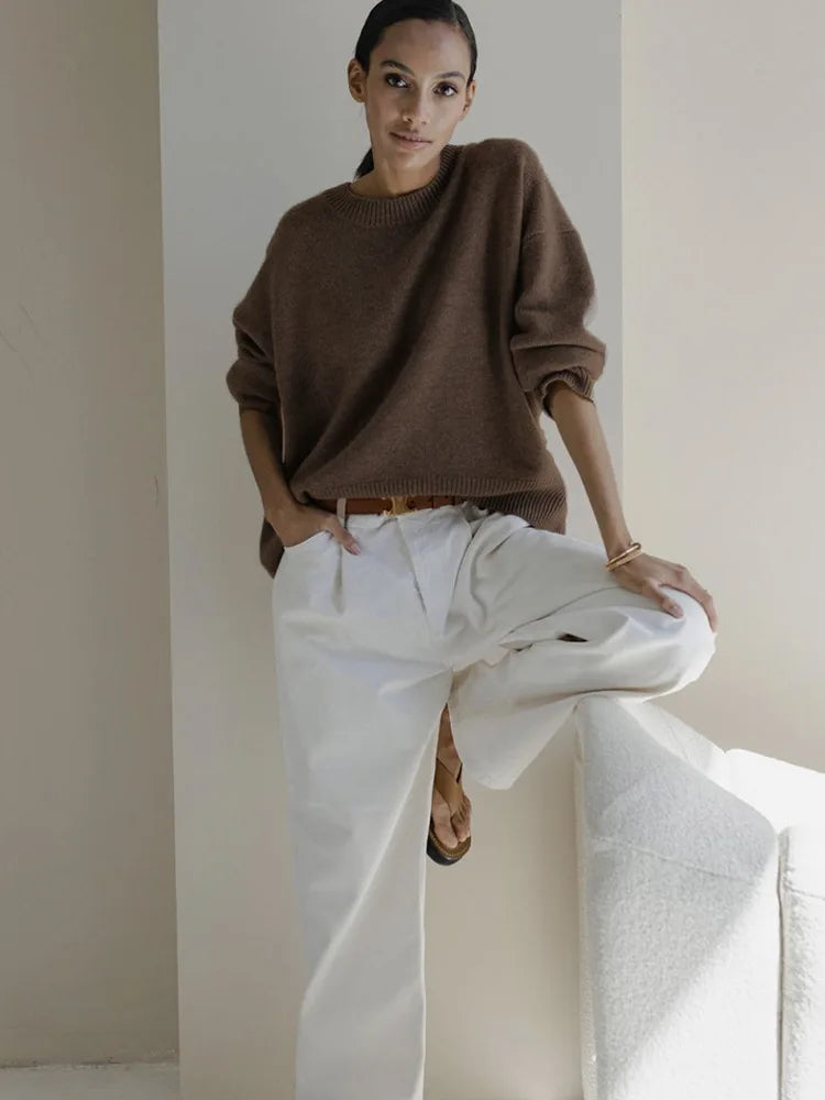 Women's Knitted Style Sweater Round Neck Soft Material