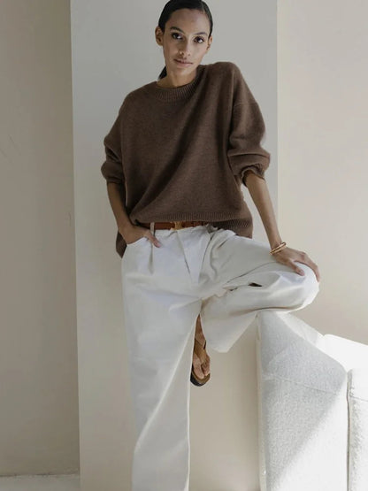 Women's Knitted Style Sweater Round Neck Soft Material