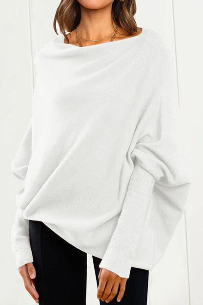 Women's Knitted Sweater with Bat Sleeves