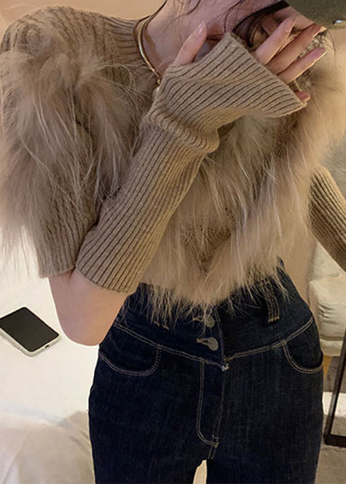 Women's Knitted Sweaters with Patchwork Design