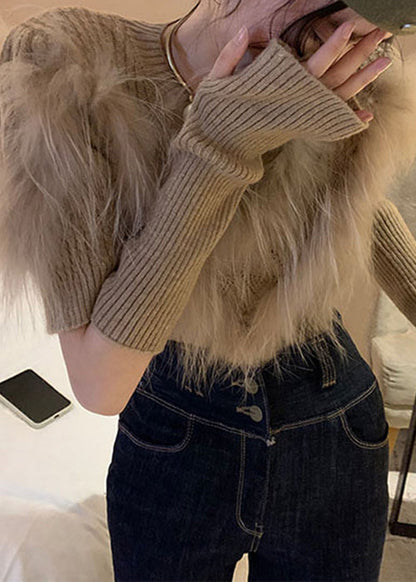 Women's Knitted Sweaters with Patchwork Design