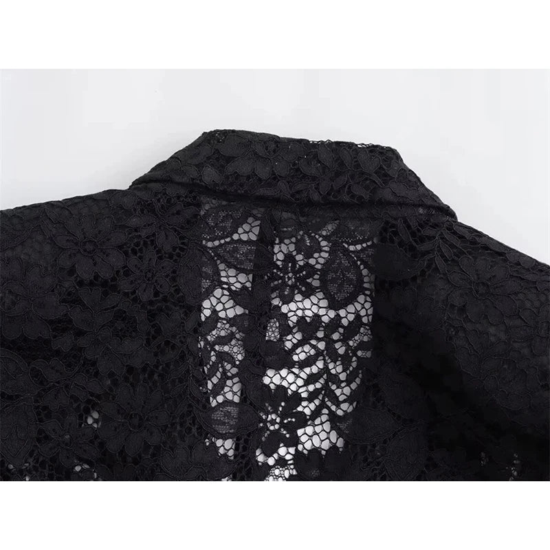 Women's Lace Blazer and Skirt Set