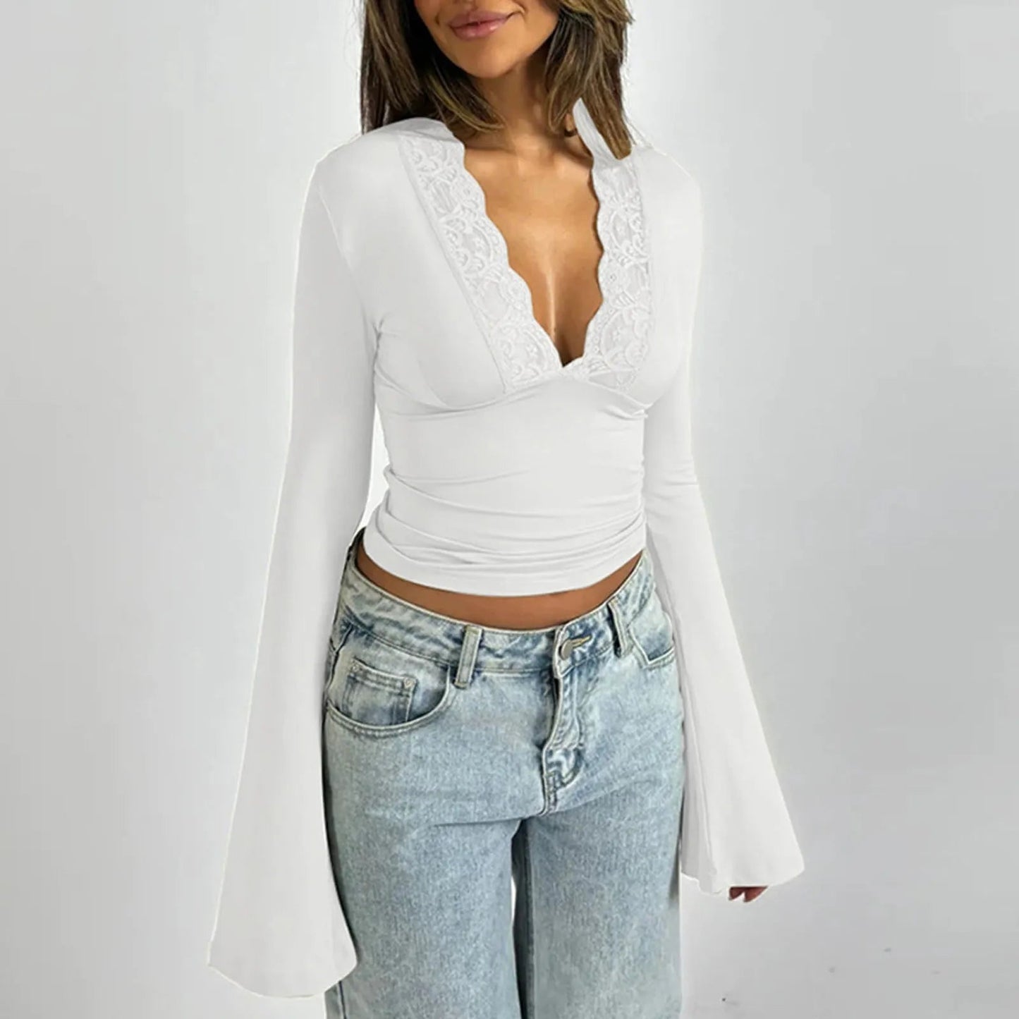 Women's Lace Top Elegant Chic Cotton