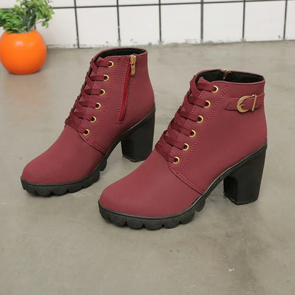 Women's Lace-up Pump Boots