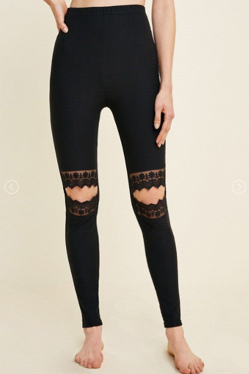 Women's Leggings With Lace Cutting