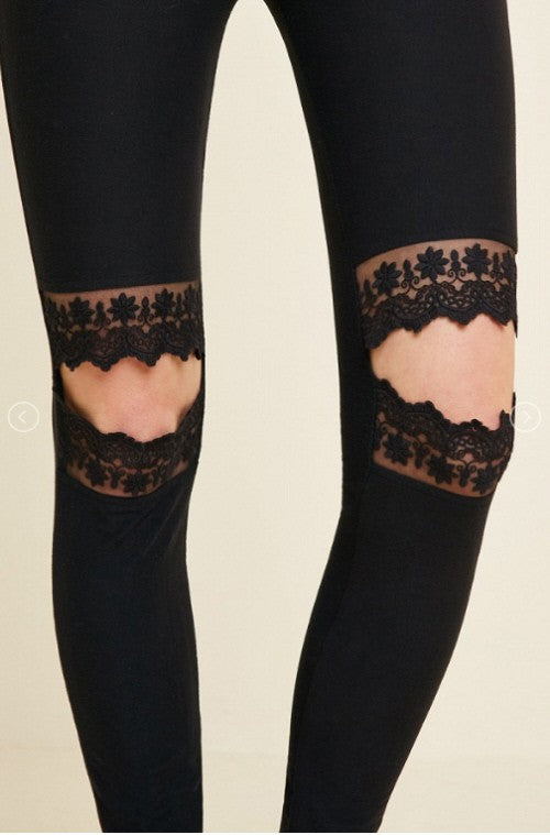 Women's Leggings With Lace Cutting