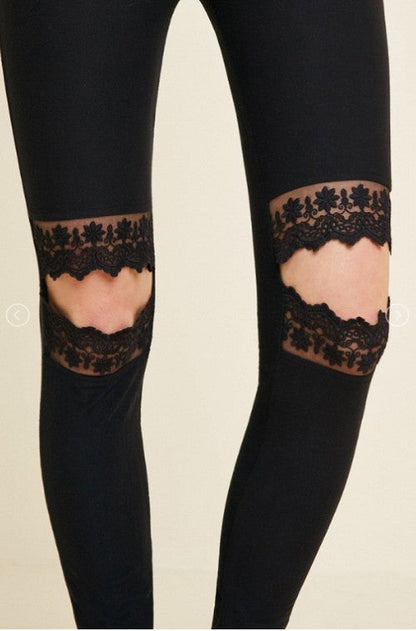 Women's Leggings With Lace Cutting