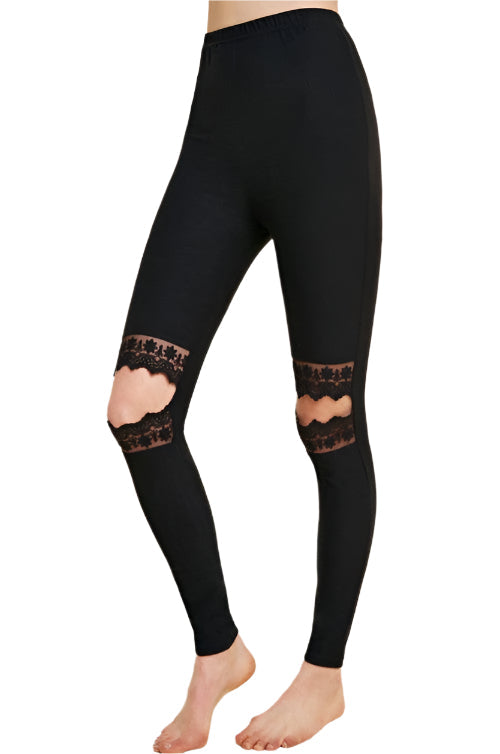 Women's Leggings With Lace Cutting