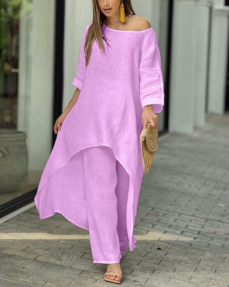 Women's Leisure Set Airy Top and High Waist Trousers