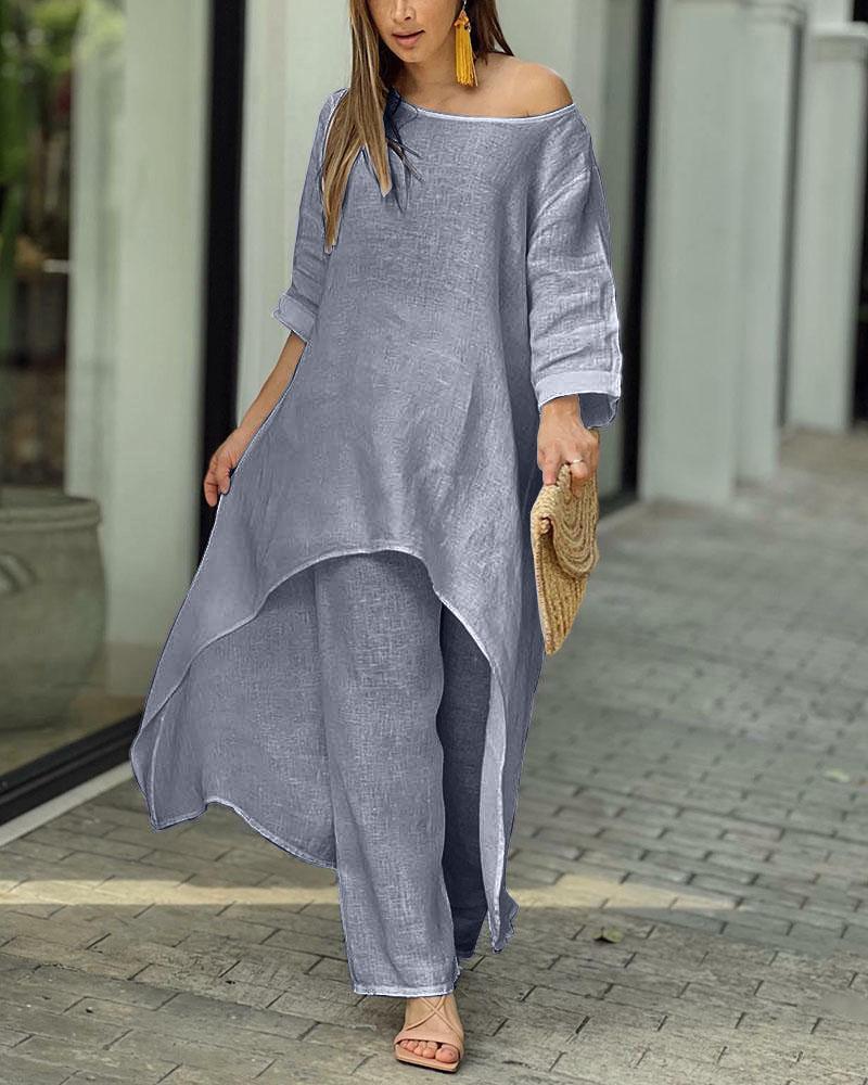 Women's Leisure Set Airy Top and High Waist Trousers