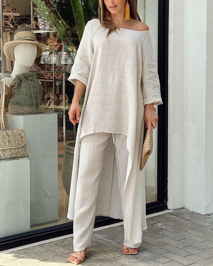 Women's Leisure Set Airy Top and High Waist Trousers