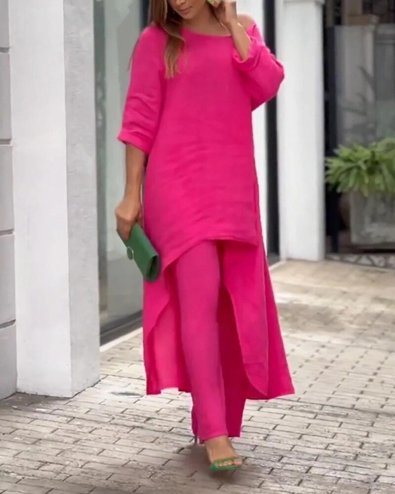 Women's Leisure Set Airy Top and High Waist Trousers