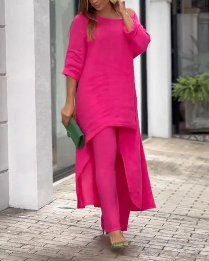 Women's Leisure Set Airy Top and High Waist Trousers