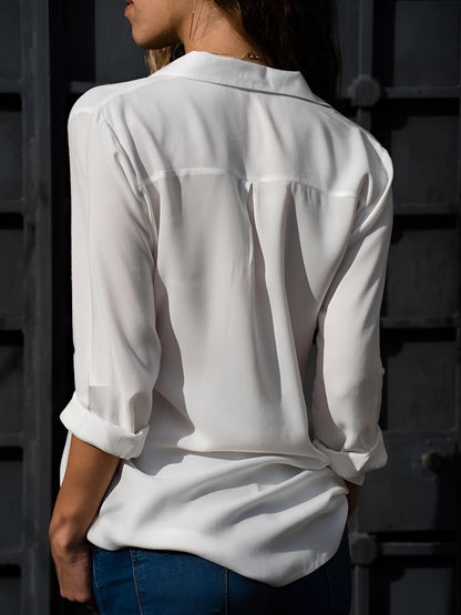 Women's Long Blouse V-Neck Polyester Relaxed Fit