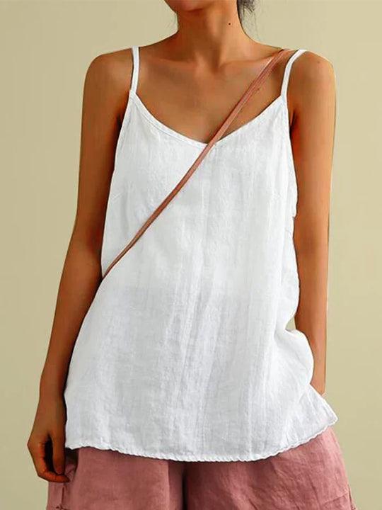 Women's Long Casual Airy Linen Look Spaghetti Straps Top
