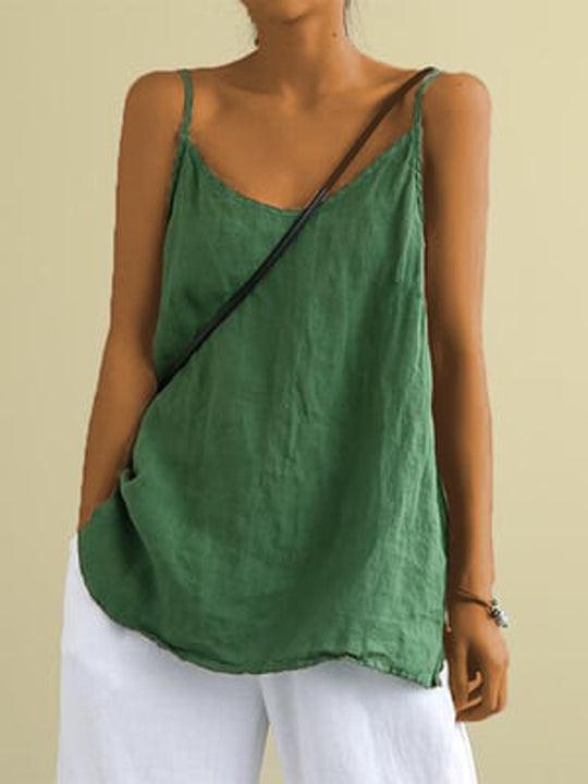 Women's Long Casual Airy Linen Look Spaghetti Straps Top