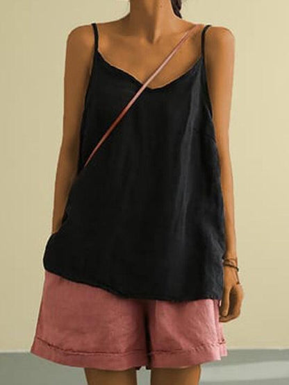 Women's Long Casual Airy Linen Look Spaghetti Straps Top