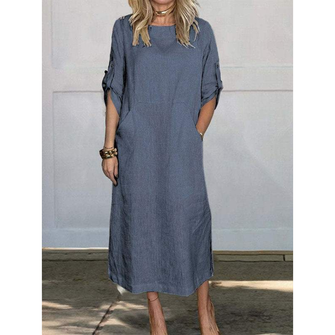 Women's Long Dress Boxy Fit Cotton for Casual Days