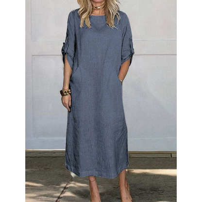 Women's Long Dress Boxy Fit Cotton for Casual Days