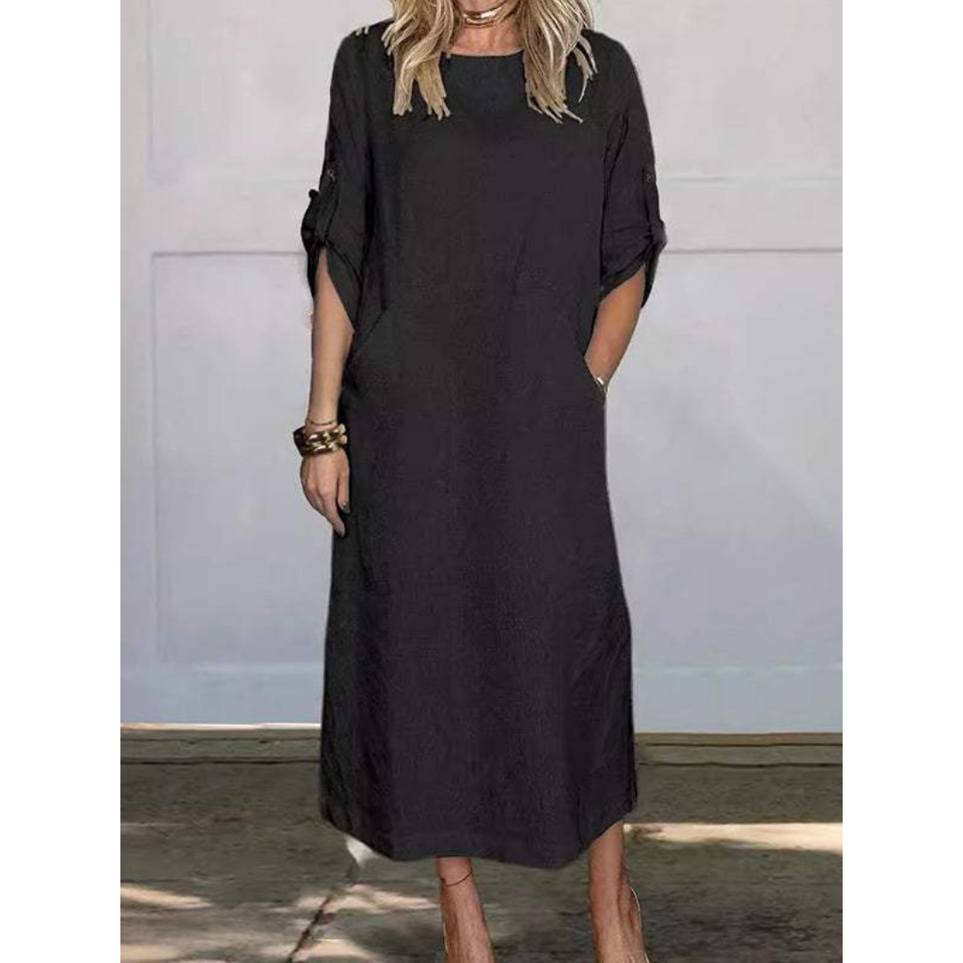 Women's Long Dress Boxy Fit Cotton for Casual Days