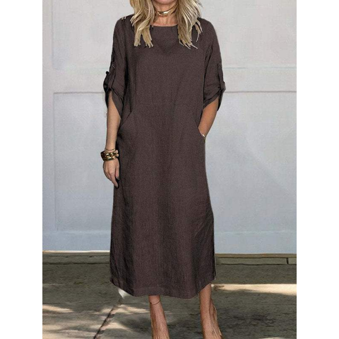 Women's Long Dress Boxy Fit Cotton for Casual Days