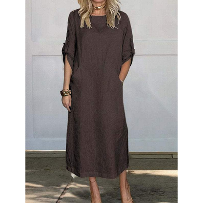 Women's Long Dress Boxy Fit Cotton for Casual Days