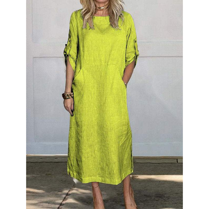 Women's Long Dress Boxy Fit Cotton for Casual Days