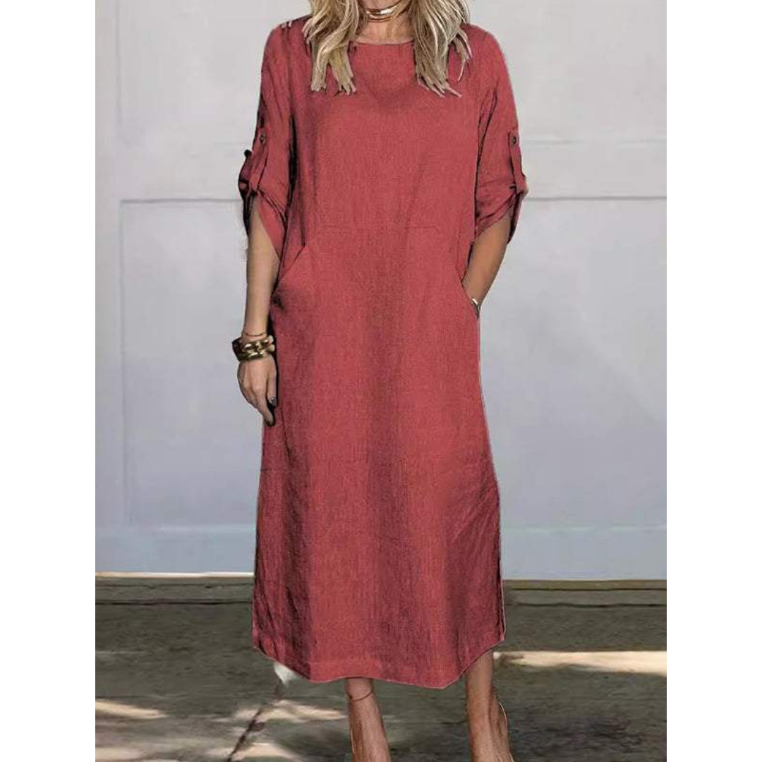 Women's Long Dress Boxy Fit Cotton for Casual Days
