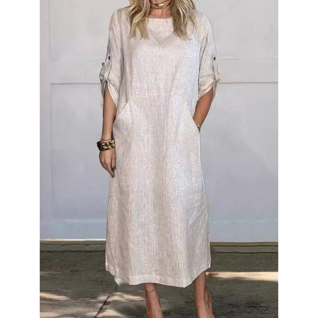 Women's Long Dress Boxy Fit Cotton for Casual Days