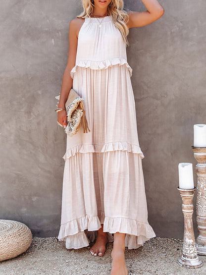 Women's Long Dress Elegant Cut Polyester Cotton Blend