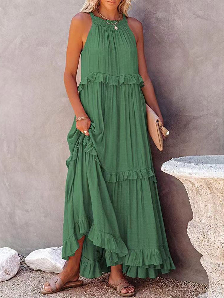 Women's Long Dress Elegant Cut Polyester Cotton Blend