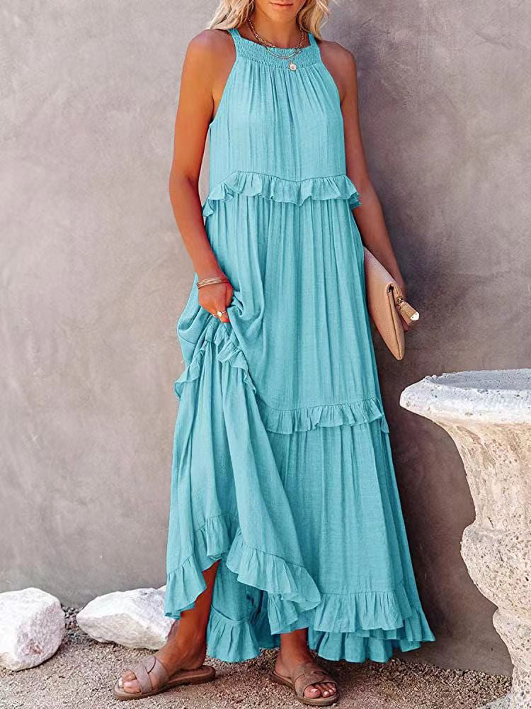 Women's Long Dress Elegant Cut Polyester Cotton Blend