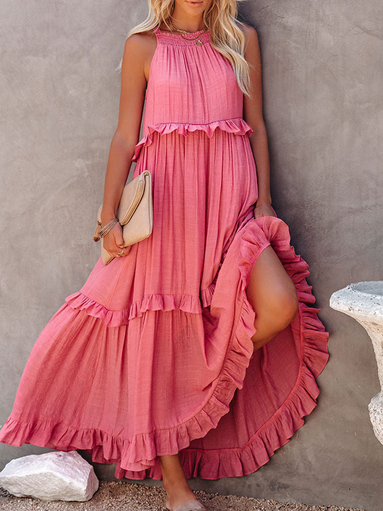 Women's Long Dress Elegant Cut Polyester Cotton Blend