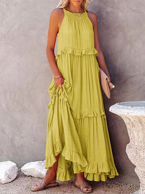 Women's Long Dress Elegant Cut Polyester Cotton Blend