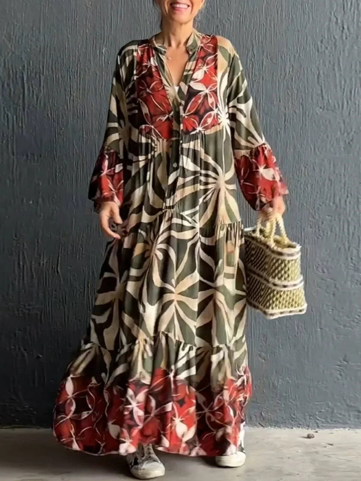 Women's Long Dress Relaxed Fit Trendy Print High Quality Fabric