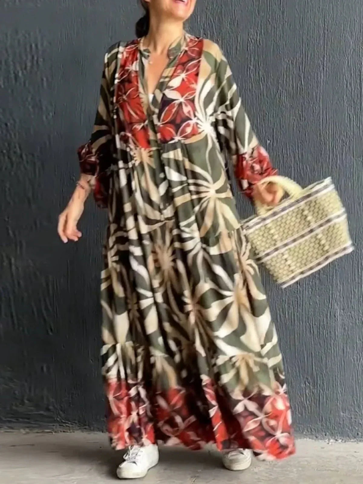 Women's Long Dress Relaxed Fit Trendy Print High Quality Fabric