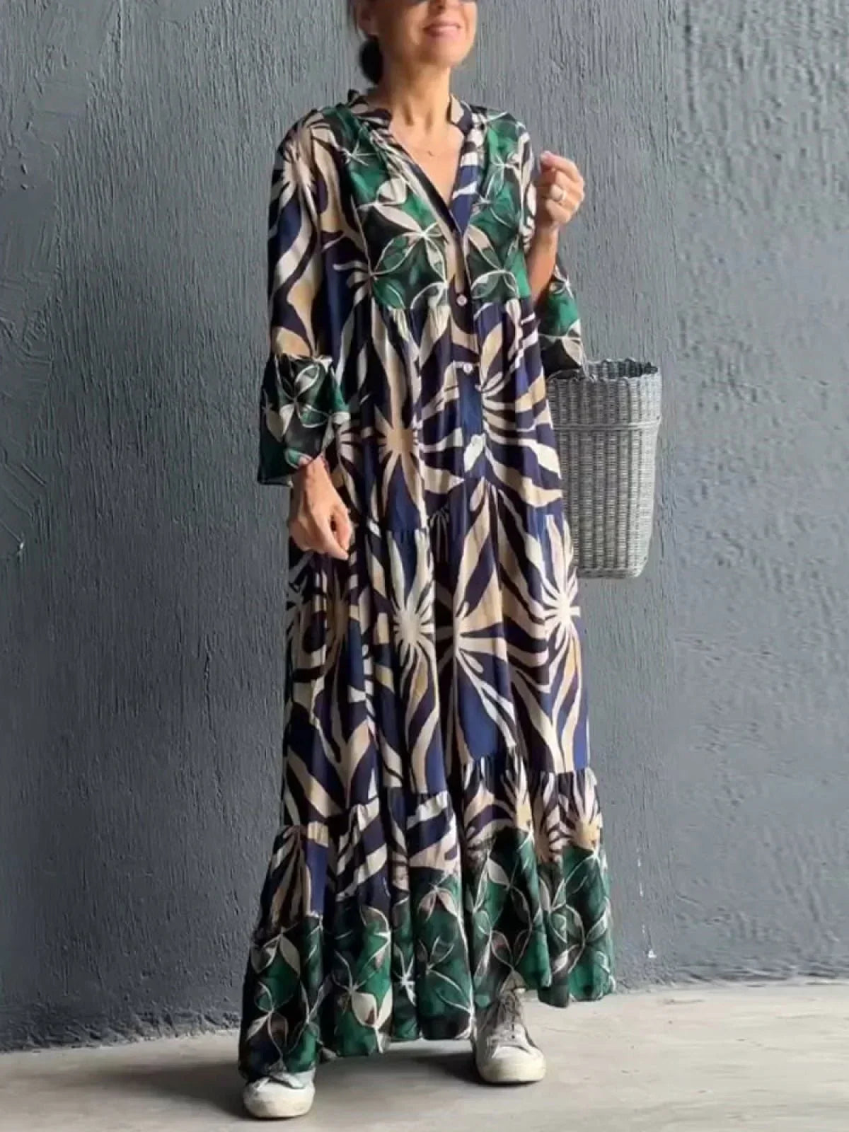 Women's Long Dress Relaxed Fit Trendy Print High Quality Fabric