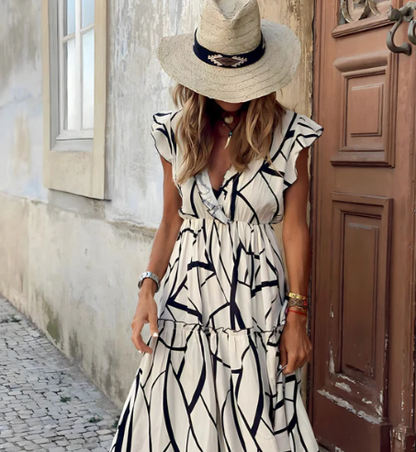 Women's Long Dress Striped Handmade and Comfortable for Party Dress and Summer Wear