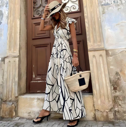 Women's Long Dress Striped Handmade and Comfortable for Party Dress and Summer Wear