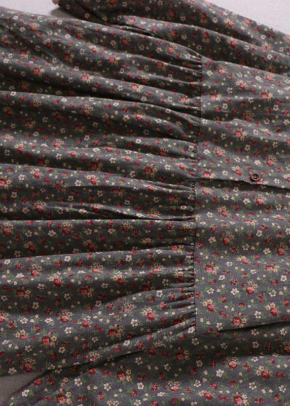 Women's Long Dress with Wrinkles and Pattern