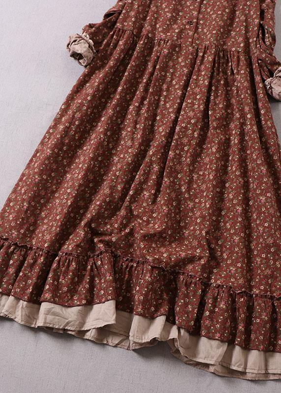 Women's Long Dress with Wrinkles and Pattern