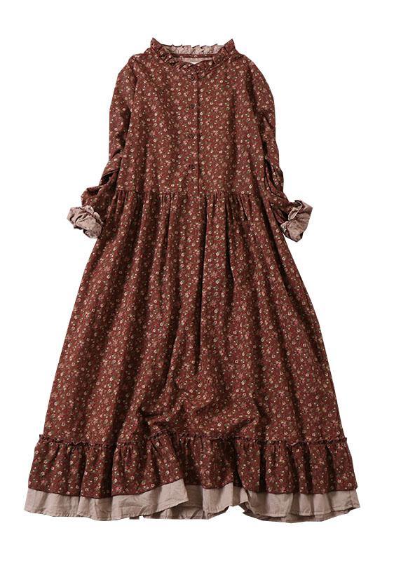 Women's Long Dress with Wrinkles and Pattern