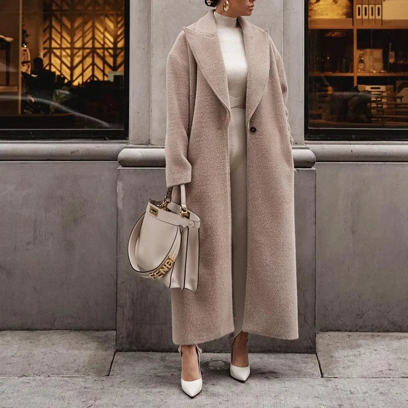 Women's Long Fleece Jacket Elegant Oversized Polyester